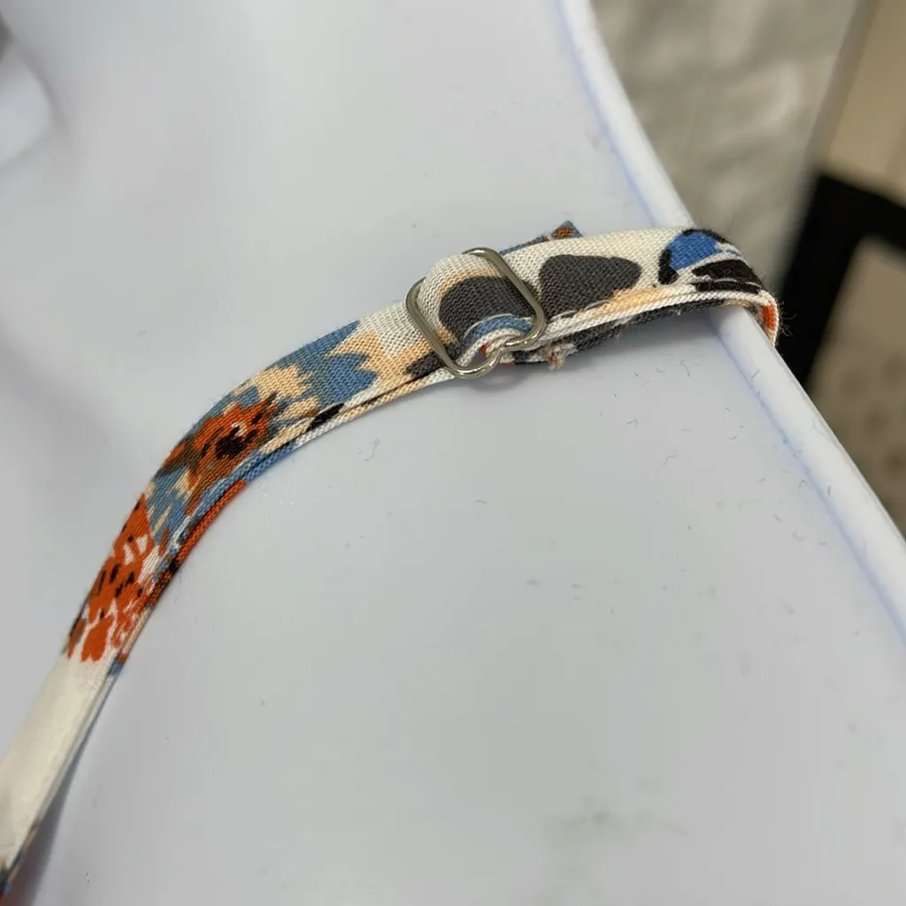 Fantaslook Orange Blue Floral Print Wide Leg Jumpsuit Size M - Image 6