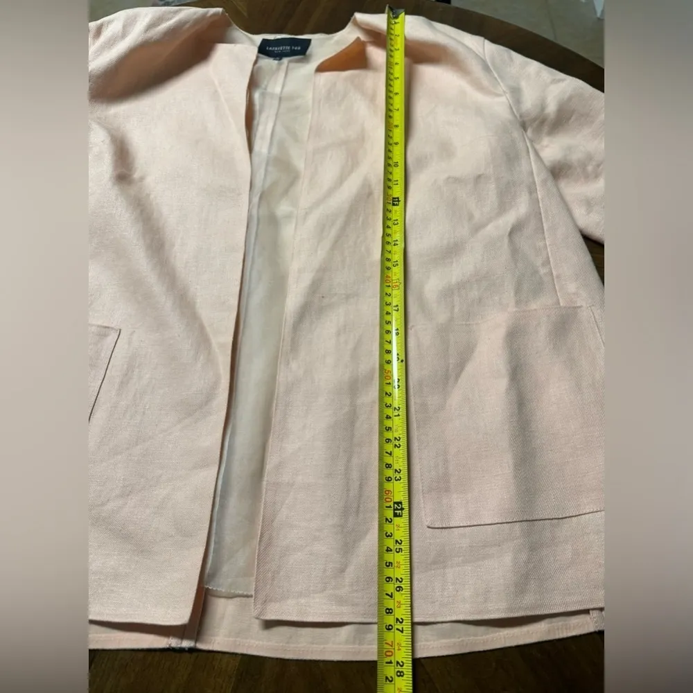 Lafayette 148 Linen Long Line Open Front Blazer Light Pink Size Large *Flaw - Image 8