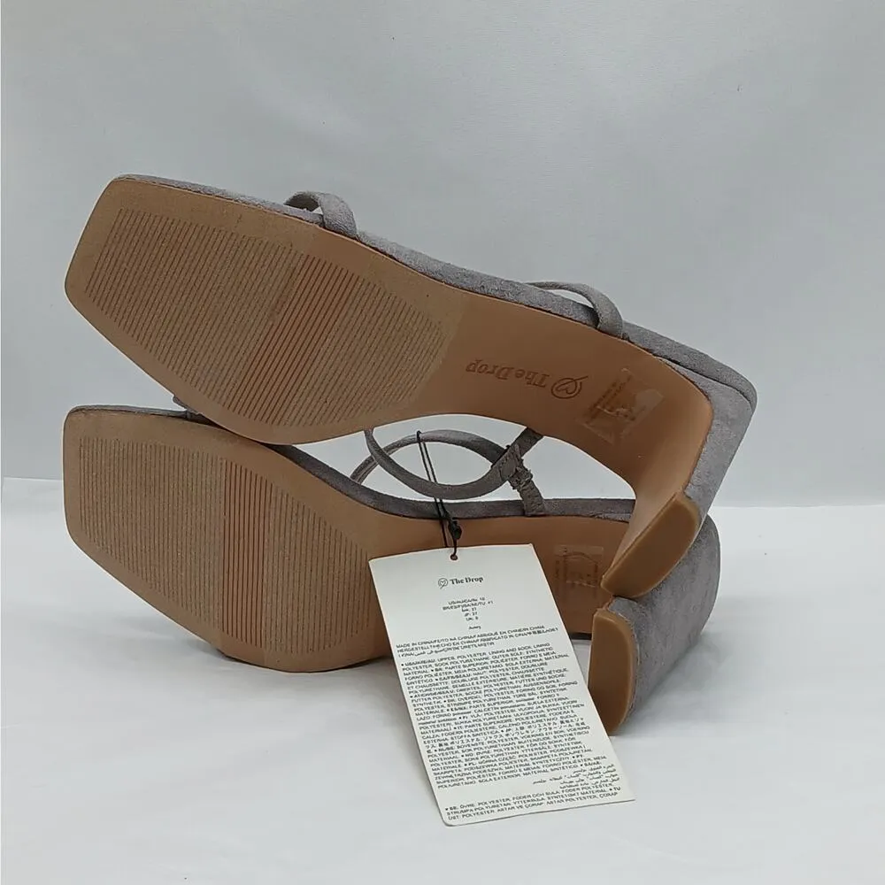 The Drop Avery Square Toe Sandals Womens 10 Gray Faux Suede Strappy Heels Shoes - Image 9