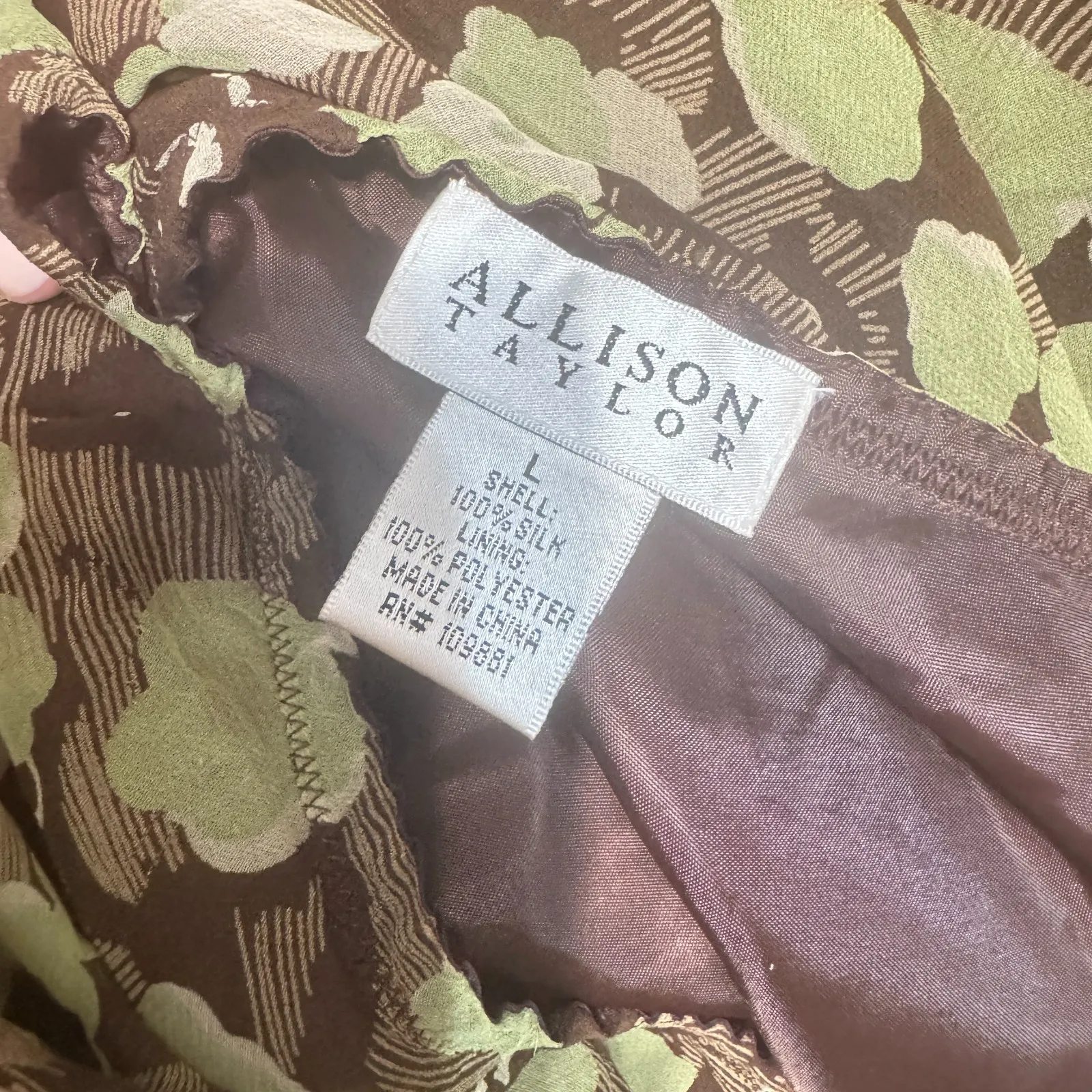 Vtg 90s Allison Taylor 100% Silk Midi Skirt Size L Whimsy Fairy Cottage Ethereal - Image 4