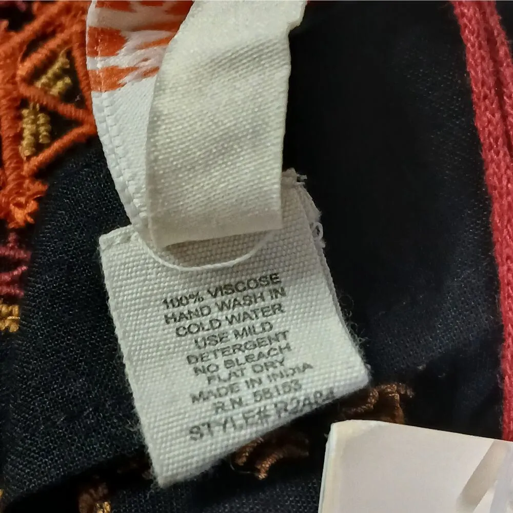 Anthropologie Raga Rala Bohemian Tunic Dress Small Black Embroidered Boho Hippie - Image 12