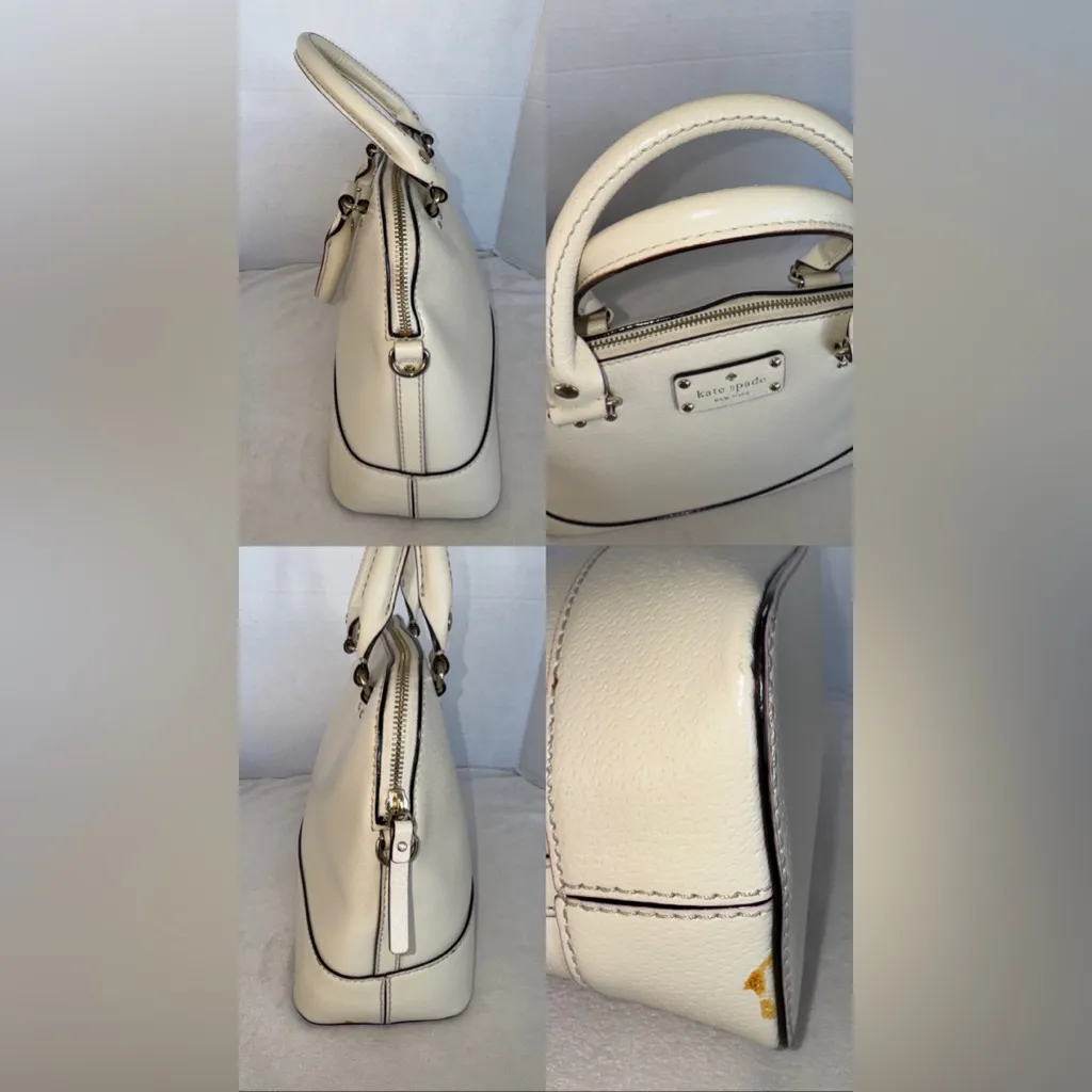 Kate Spade Wellesley Rachelle Cream Satchel Leather Handbag Matching Wallet Set - Image 10