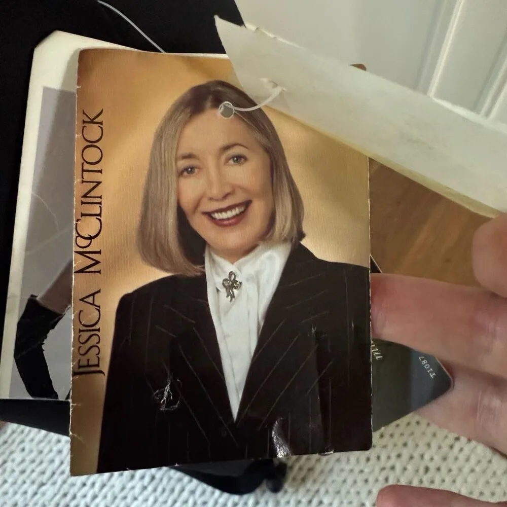 NWT NOS Vintage 90s Jessica McClintock Black Grecian Cut Out Column Formal Gown - Image 8