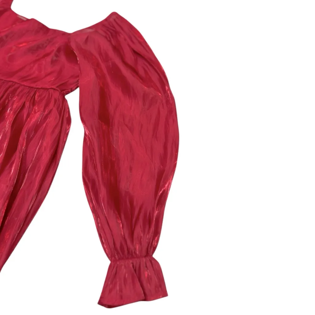 Umgee Long Sleeve Shimmer Mini Dress Smocked Back panel babydoll Size Small NWT - Image 8