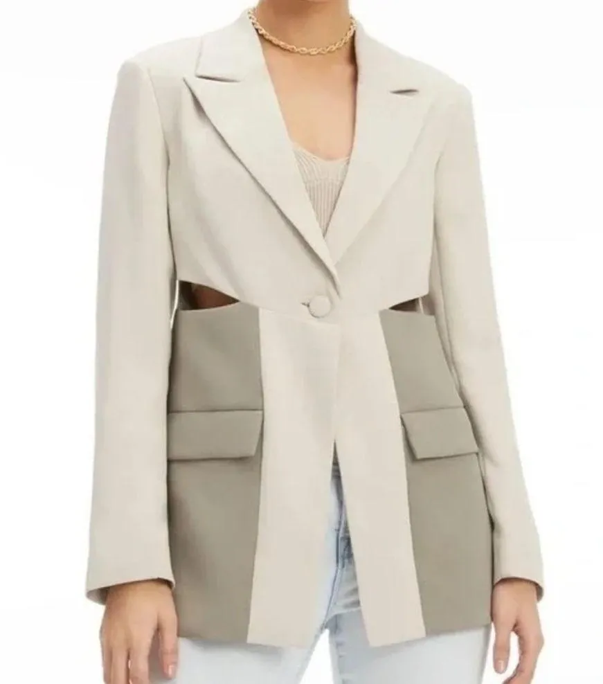 Good American Cut Out Blazer in Stone Wash Grey Size 2 US Medium - Image 2