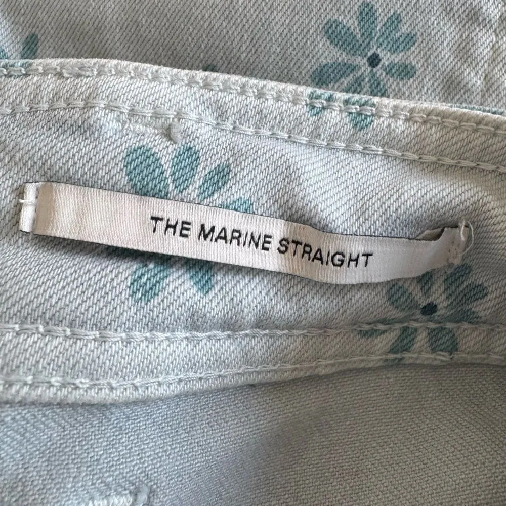 ZARA The Marine Daisy Floral Light Blue Straight Jeans Size 2 - Image 11