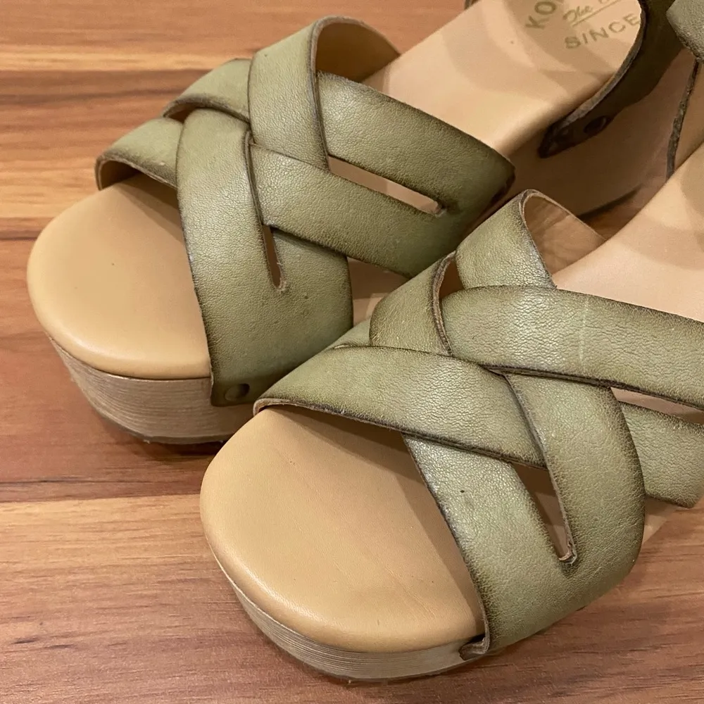 KORK-EASE Wilde Green “Wausau” Wood-Wrapped Wedge Platform Ankle Strap Sandals 7 - Image 12