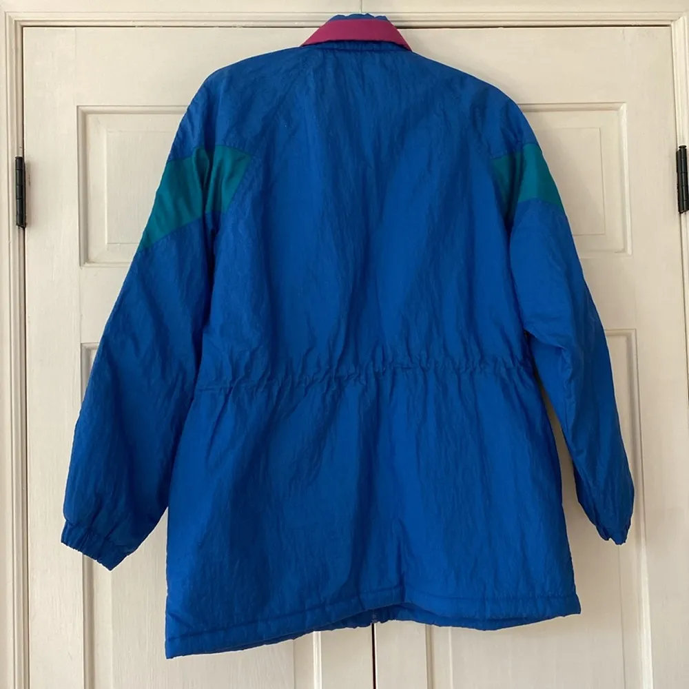 Vintage Alaska Frontier Windbreaker Teal Pink Blue Colorblock Jacket Size Medium - Image 10