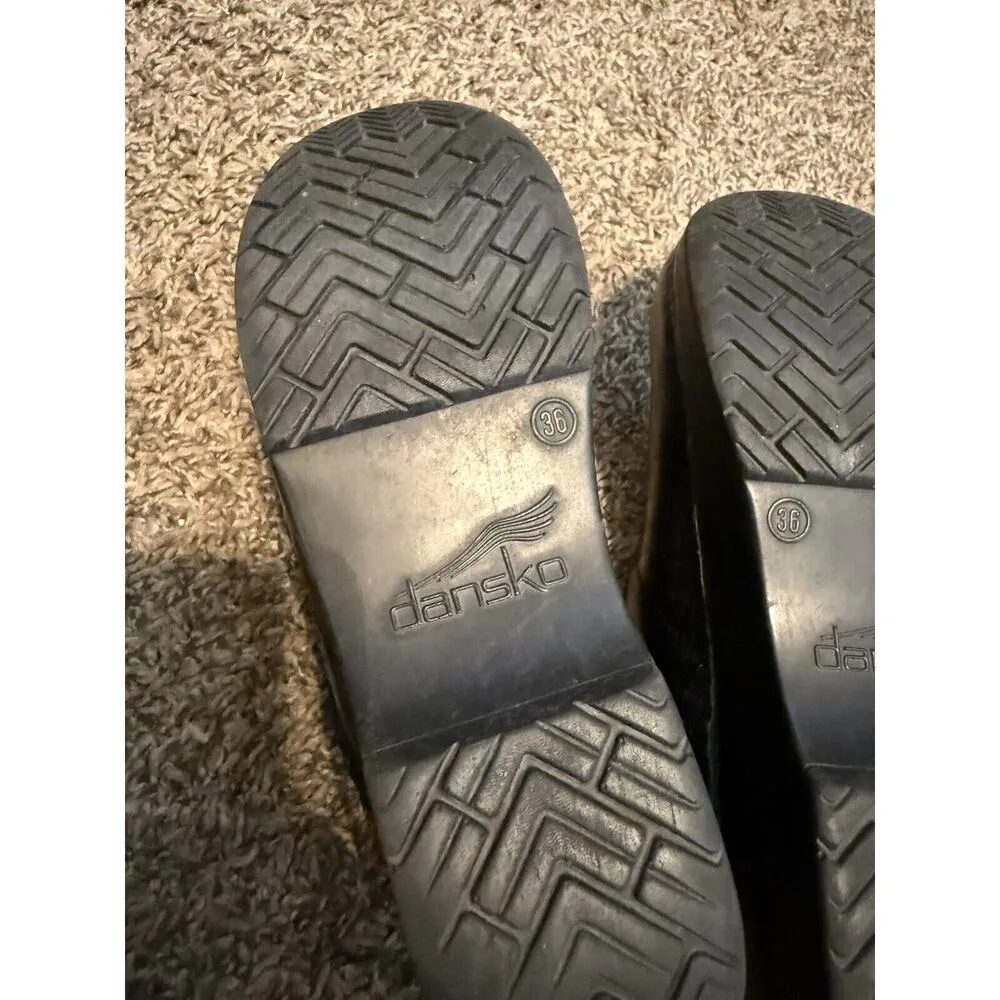 Dansko Clogs Professional Linen Patent Sz 36 (5.5) Black Metallic Rainbow Work - Image 7