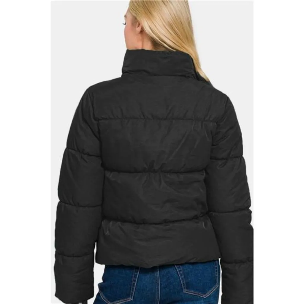 Zenana Zip Up Turtleneck Puffer Jacket with Pockets - Image 2