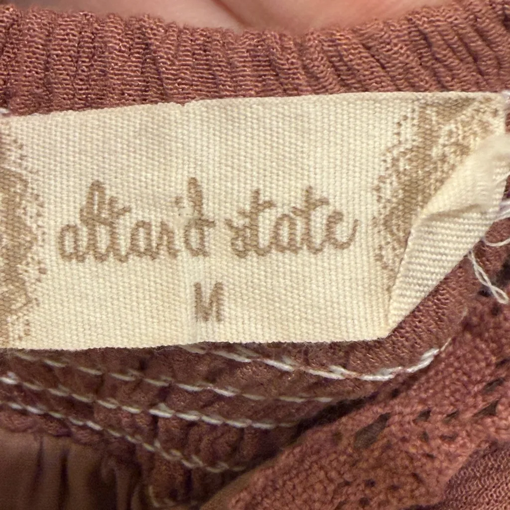 Altar’d State Mauve Boho Maxi Dress Size M Wrap Style Ruffle Hem - Image 5