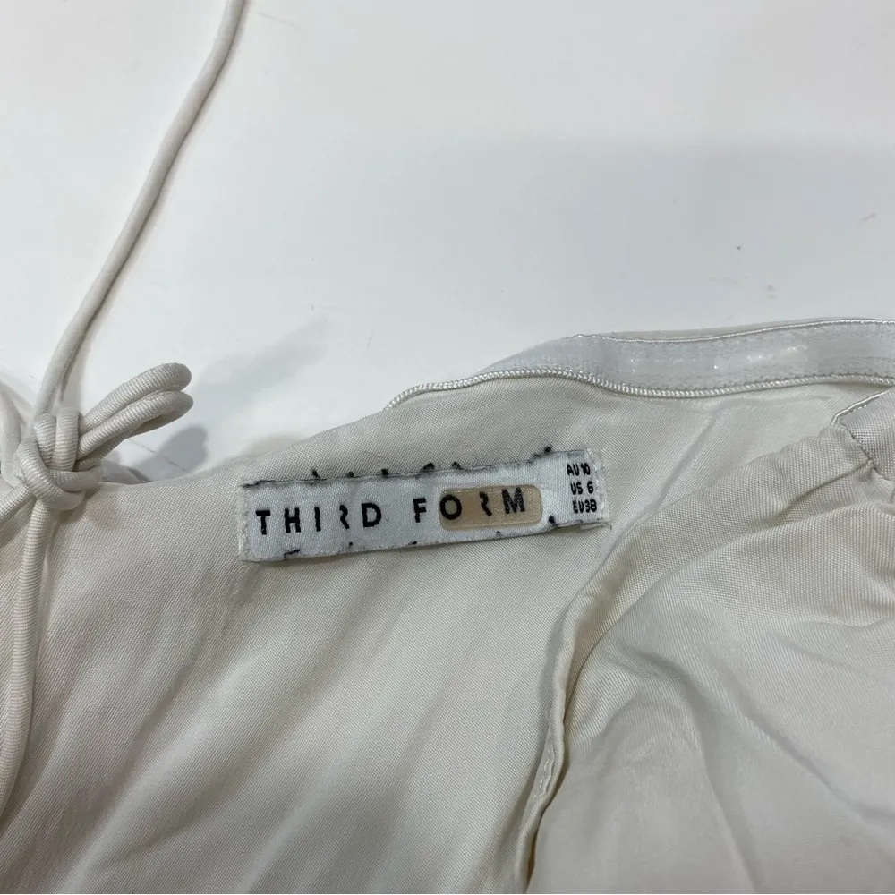 Third Form Let's Split Midi Slip Dress Tan and White Size 6 - Image 5