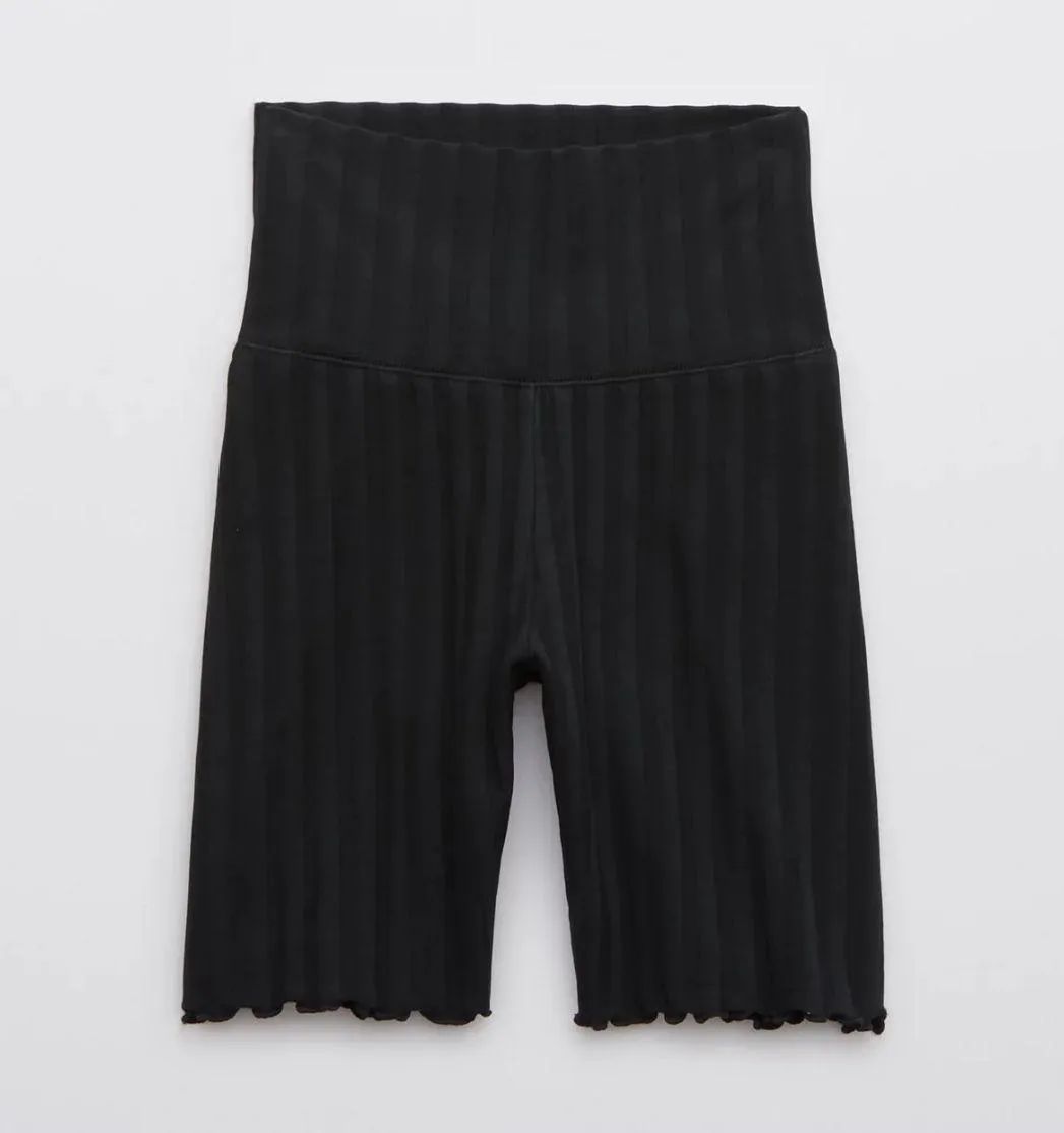 Aerie Offline 7” Black Ribbed Bike Shorts - Image 3