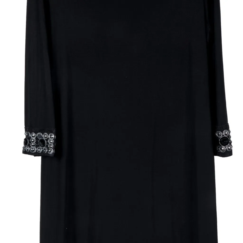 Tiana B Shift Dress 10 Womens Black Gem Accent 3/4 Sleeve Classic Dressy Church - Image 2