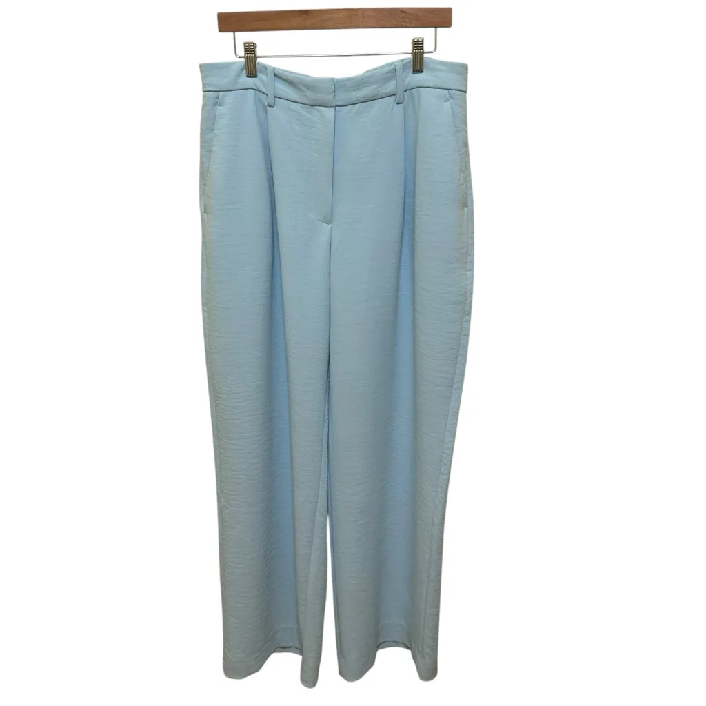 Abercrombie Curve Love Sloane Low Rise Wide Leg Tailored Linen Pant 32L Sky Blue - Image 5