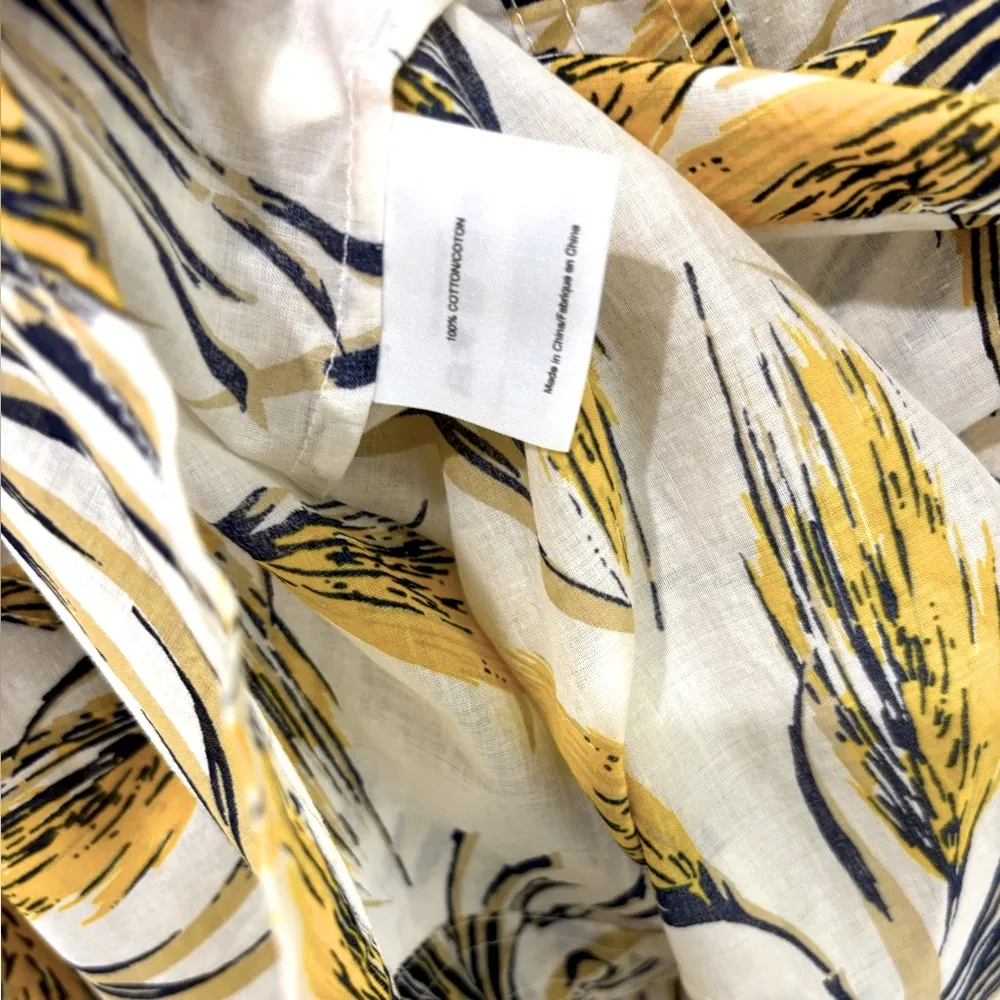 NWOT Tory Burch Brigitte Yellow Wheat Print Roll Sleeve Signature Blouse Size 8 - Image 7