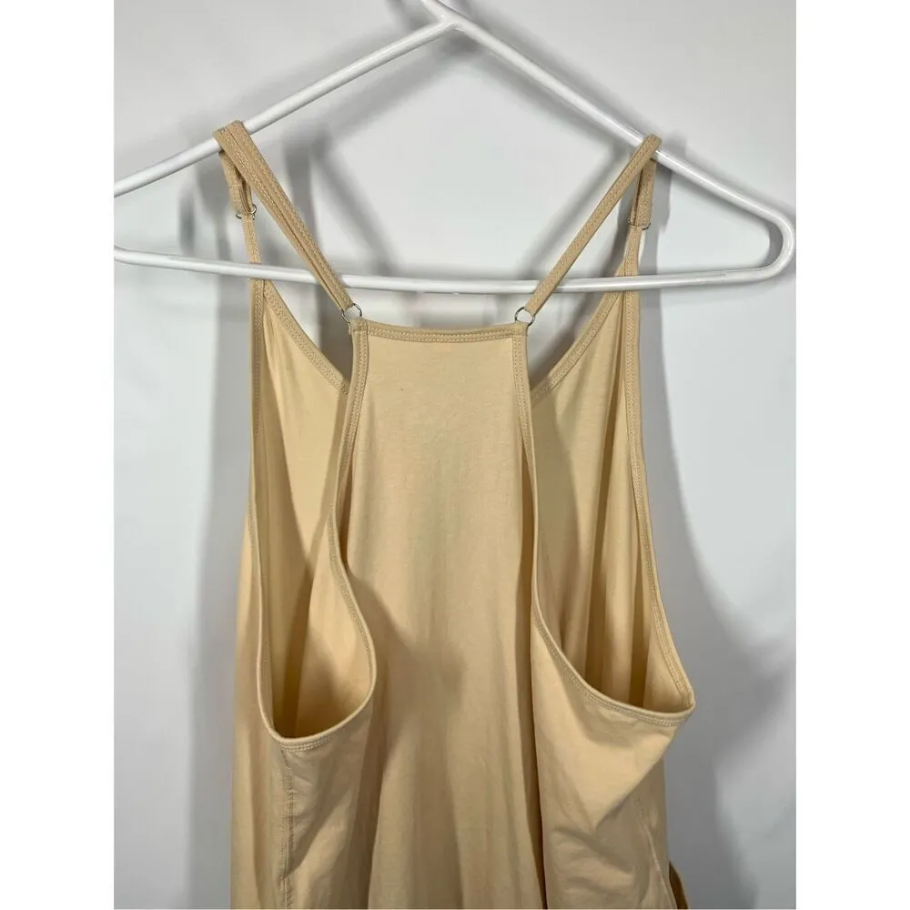 Women's Adjustable Strap with Pockets Slip On Jumpsuit Beige Size Medium NWOT Tan - Image 6