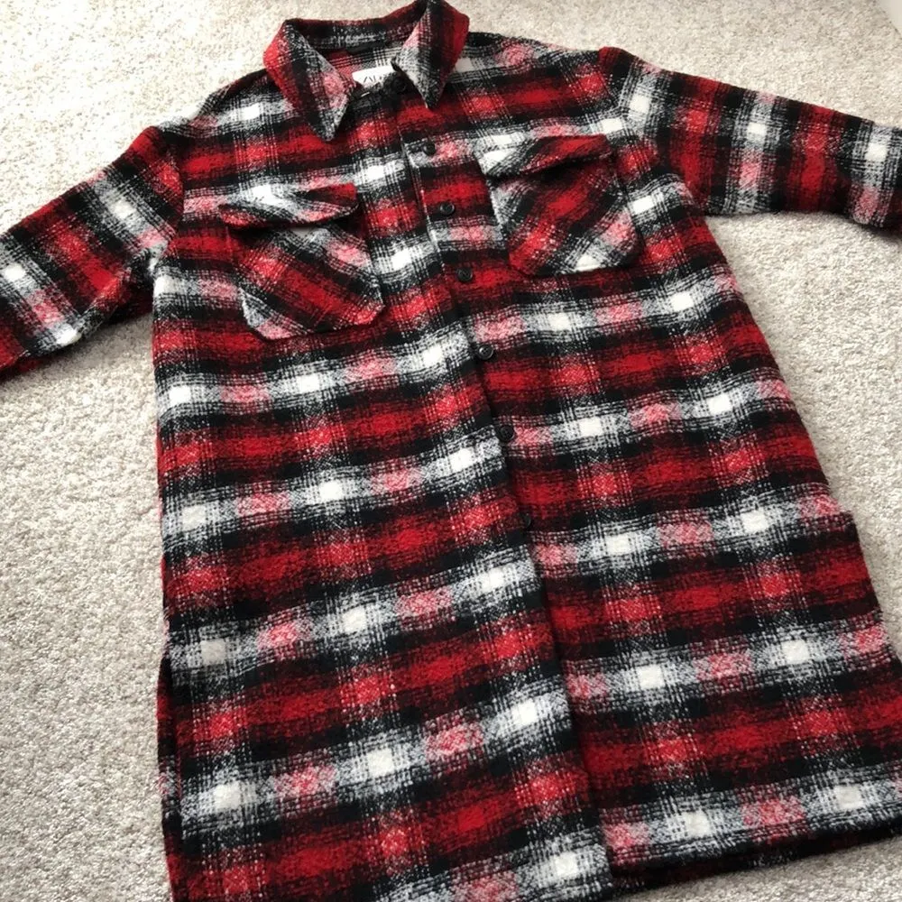 Zara flannel plaid jacket coat, size medium, big pockets - Image 3