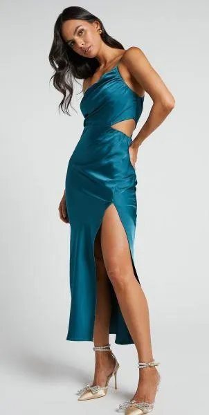 JAYLANI MIDI DRESS IN TEAL - Image 2