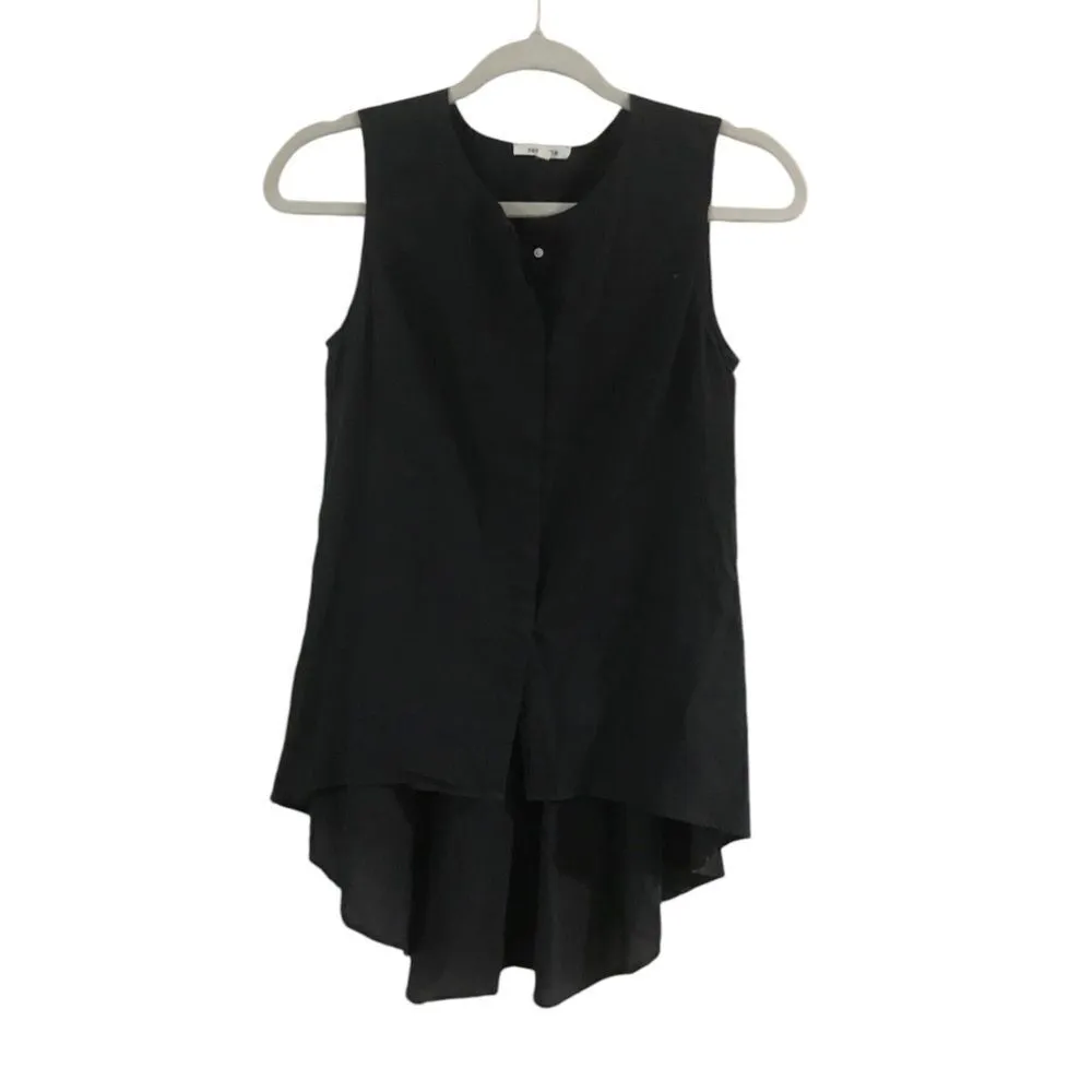 Felicite Black Sleeveless Button Down Blouse Size 2 - Image 2
