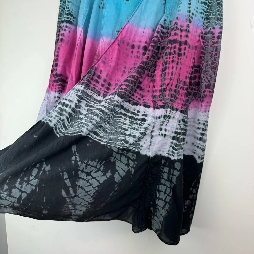 Y2K Tie Dye Midi Skirt Sz Large Foldover Waistband - Image 9