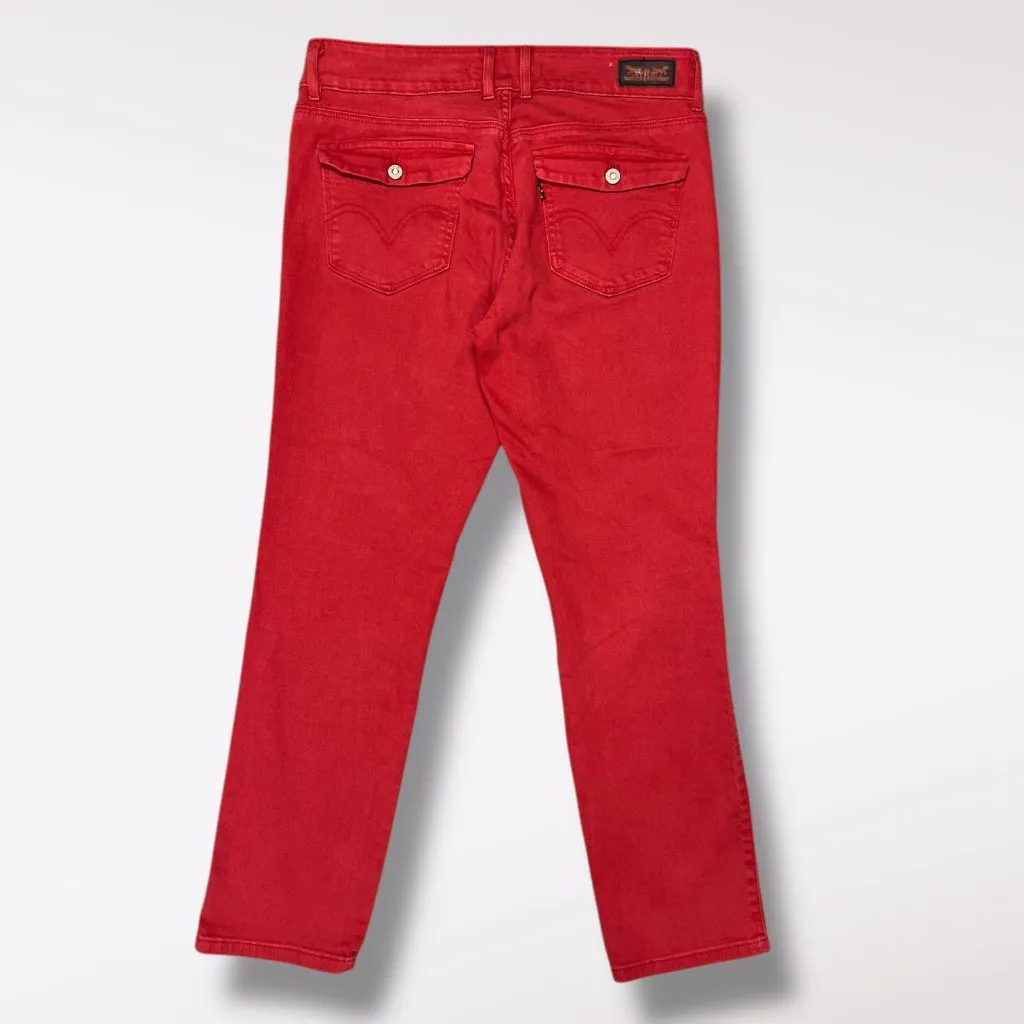 Levi’s Red Mid Rise Skinny Jeans Stretch Approx. Size 8 - Image 6