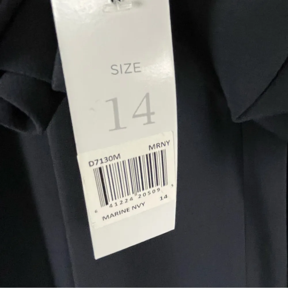 DONNA MORGAN Marine Navy Long Sleeves Back Zipper Belted Waist Jumpsuit, Size 14 - Image 5