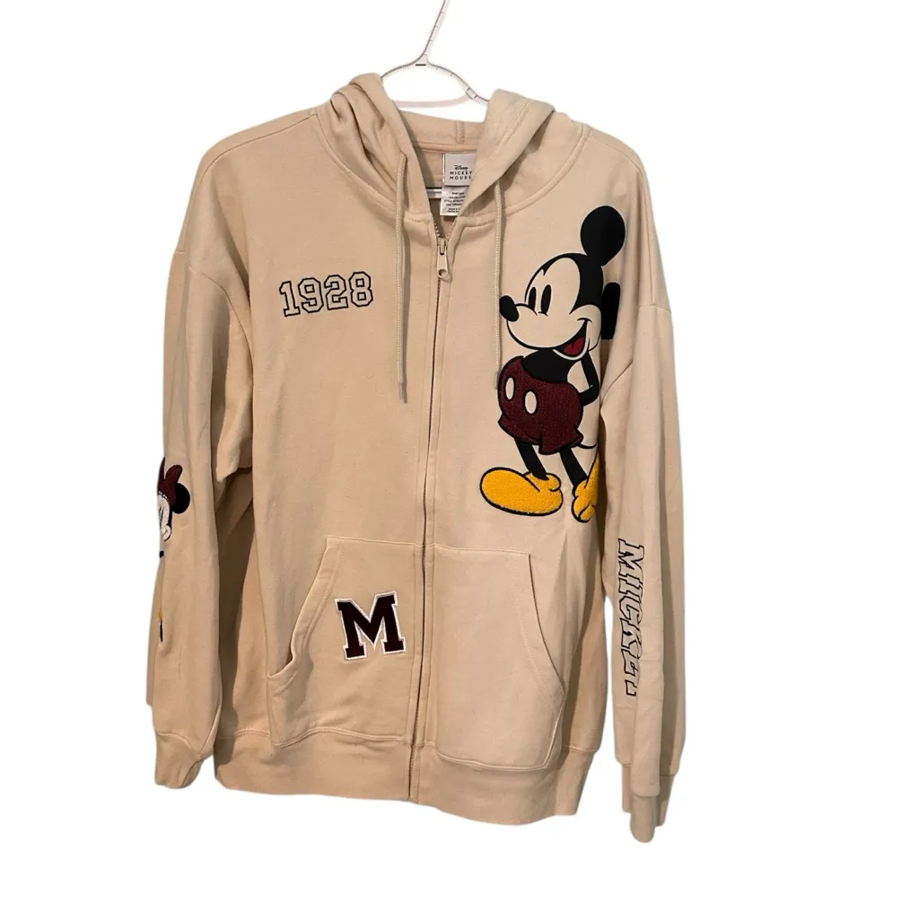 Mickey Mouse‎ Ivory Zip Up Hooded Jacket Womens Size XXL - Image 6
