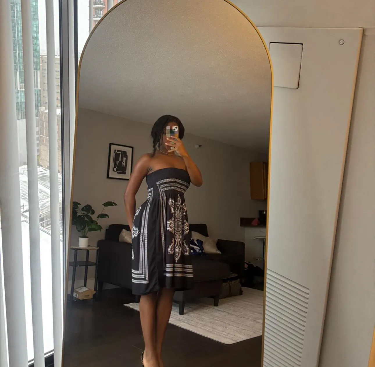 Black and white strapless bandana dress - Image 2