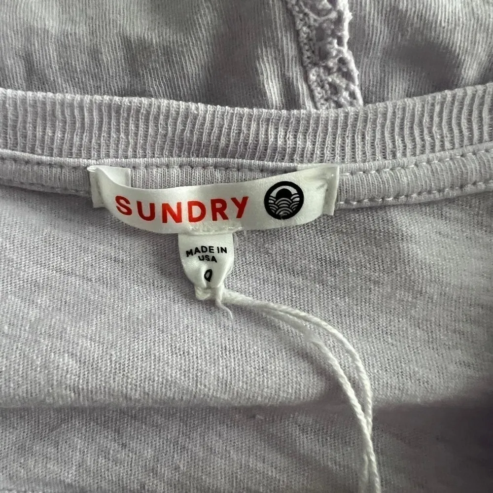 Sundry - NWOT Flutter Sleeve Tank Crochet Trim Lavender Sz 0/XS - Image 5