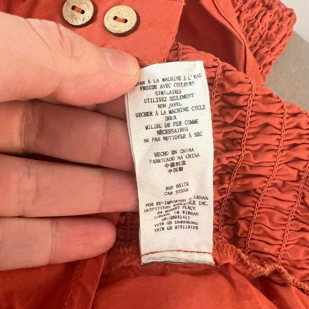 FREE PEOPLE WOMEN'S HOLD ON burnt orange smocked MINI DRESS size xs - Image 11