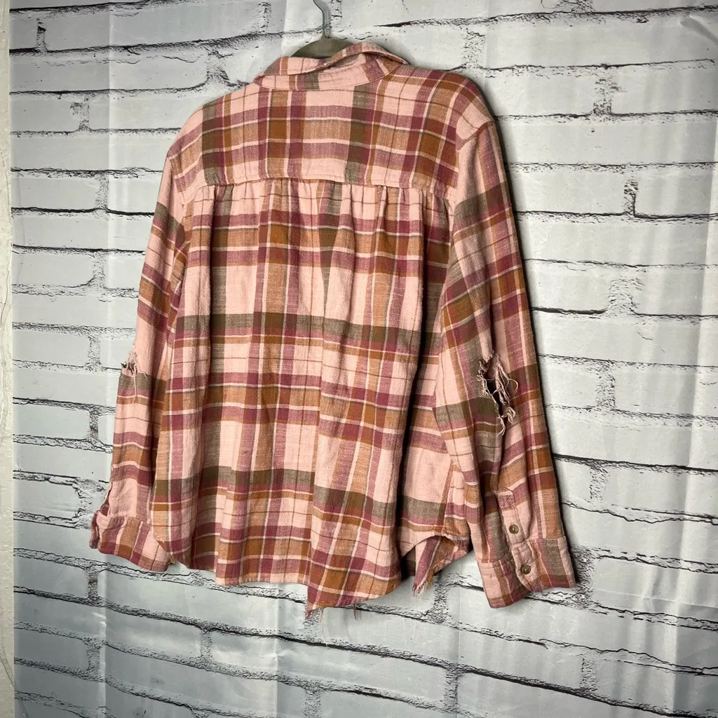 American Eagle XL Pink Red Plaid Button‑Up Shirt XL Cozy Fall Streetwear Top Y2K - Image 9