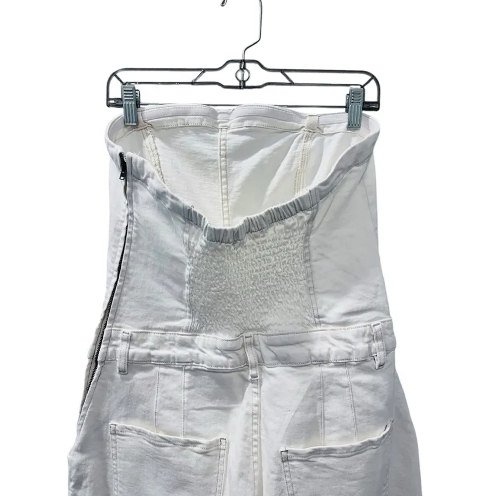 We The Free People NWOT Je Suis Pret Barrel Jumpsuit Size Large White Denim Zip - Image 7