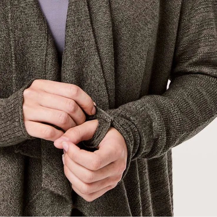 Lululemon Find Your Calm Wrap Cardigan Dark Olive Waterfall Open Front Size 6 - Image 9