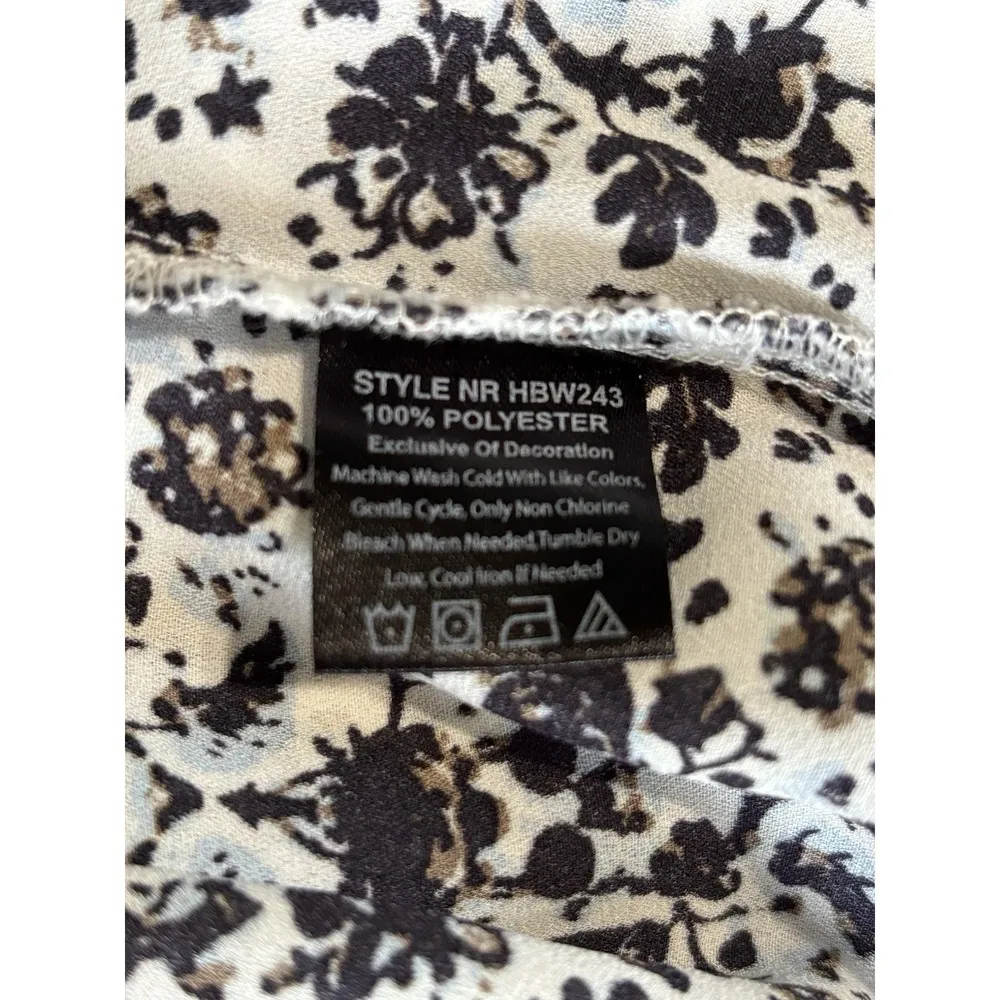 Harve' Bernard White/Blue Floral Sleeveless V-Neck Size Small Blouse Zip Pockets - Image 7