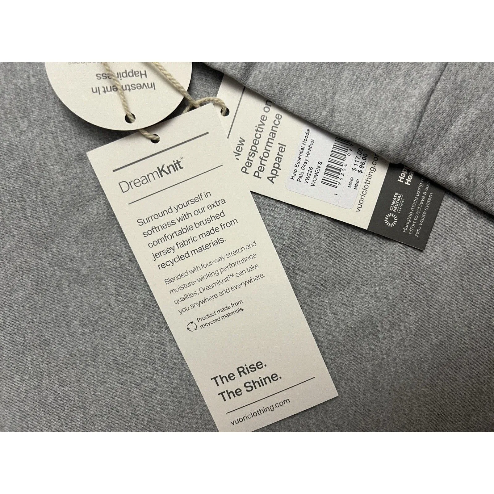 Vuori Womens Essential Halo Hoodie Pullover Pale Grey Heather Small New … - Image 2