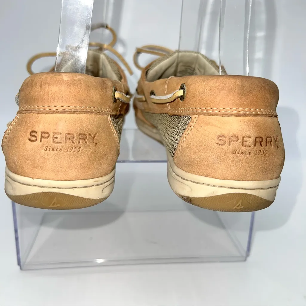 Sperry Tan and Beige Boat/Deck/Top Siders Shoes Loafers w/Leather Laces-Size 9 - Image 5