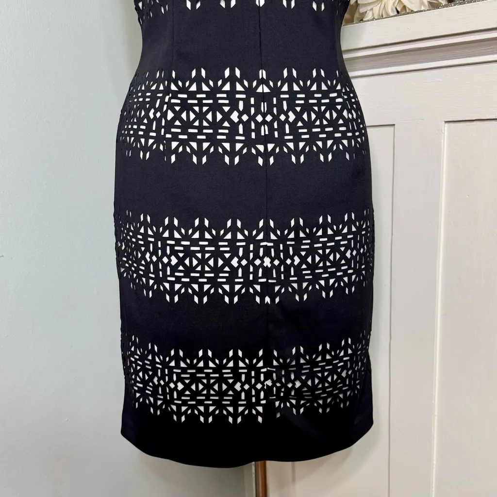 White House Black Market Laser Cut Out Sheath Dress Size 8 - Image 8