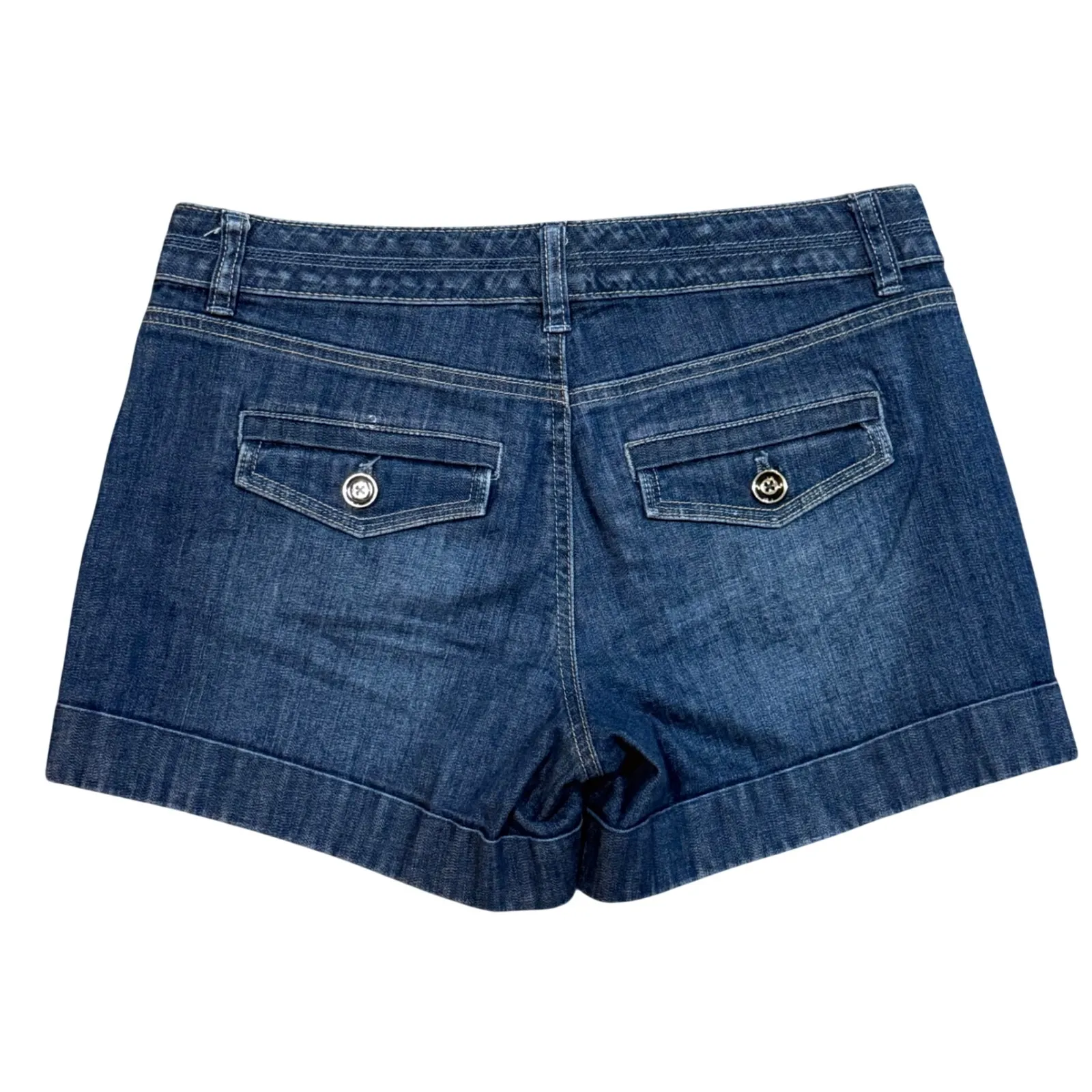 White House Black Market Denim Shorts Cuffed Blue Size 2 Women's - Image 4