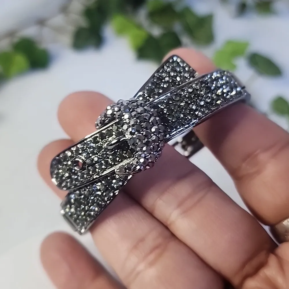 Silver Black Pave CZ Crystal Belt Bracelet - Image 6