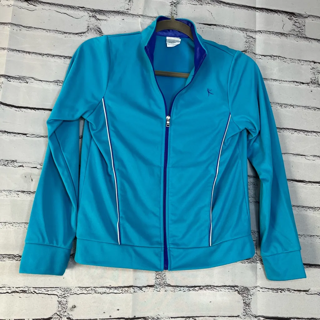 Danskin Vintage Retro Pastel Blue Athletic Sweatshirt Lightweight 1/4 Zip SZ L - Image 4