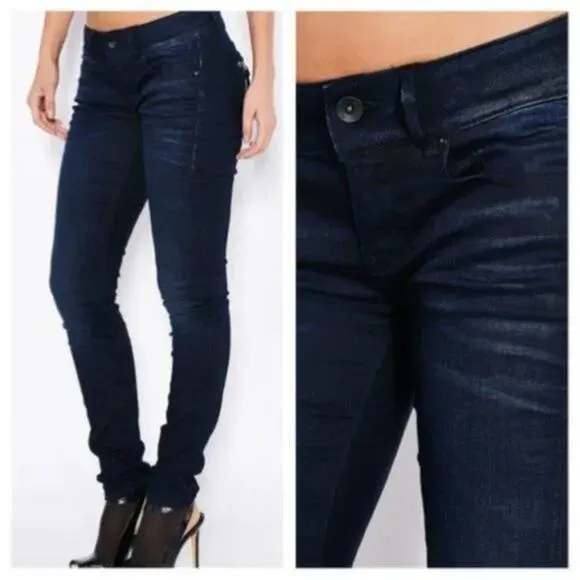 ROUTE 66 Women's Dark Rinse Stretch Skinny Jeans Sz 27 - Image 2