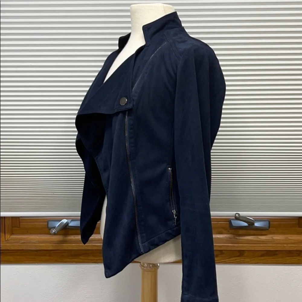 Romeo & Juliet Couture Blue Faux Sued Moto Jacket Size Small - Image 6