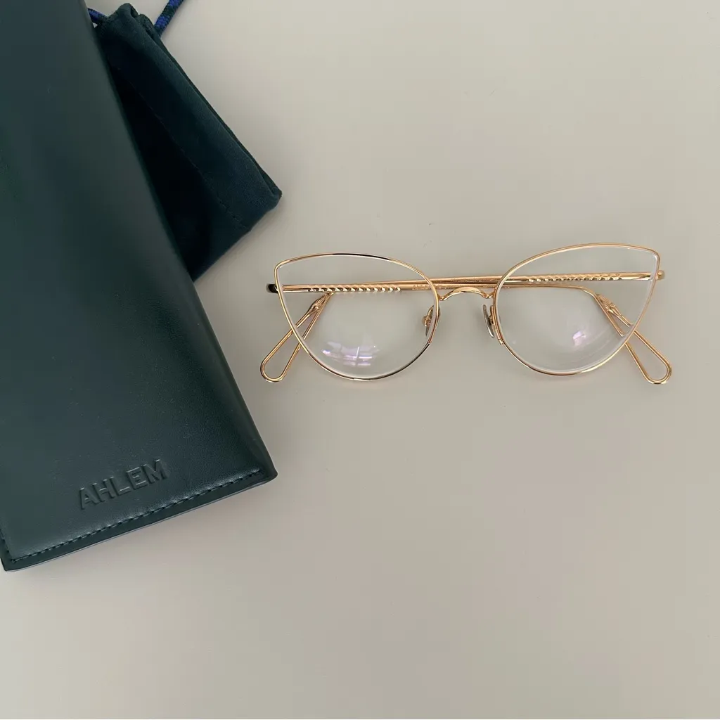 Like New Ahlem Place Du Louvre Gold Cat Eye Optical Glasses 56mm - Image 12