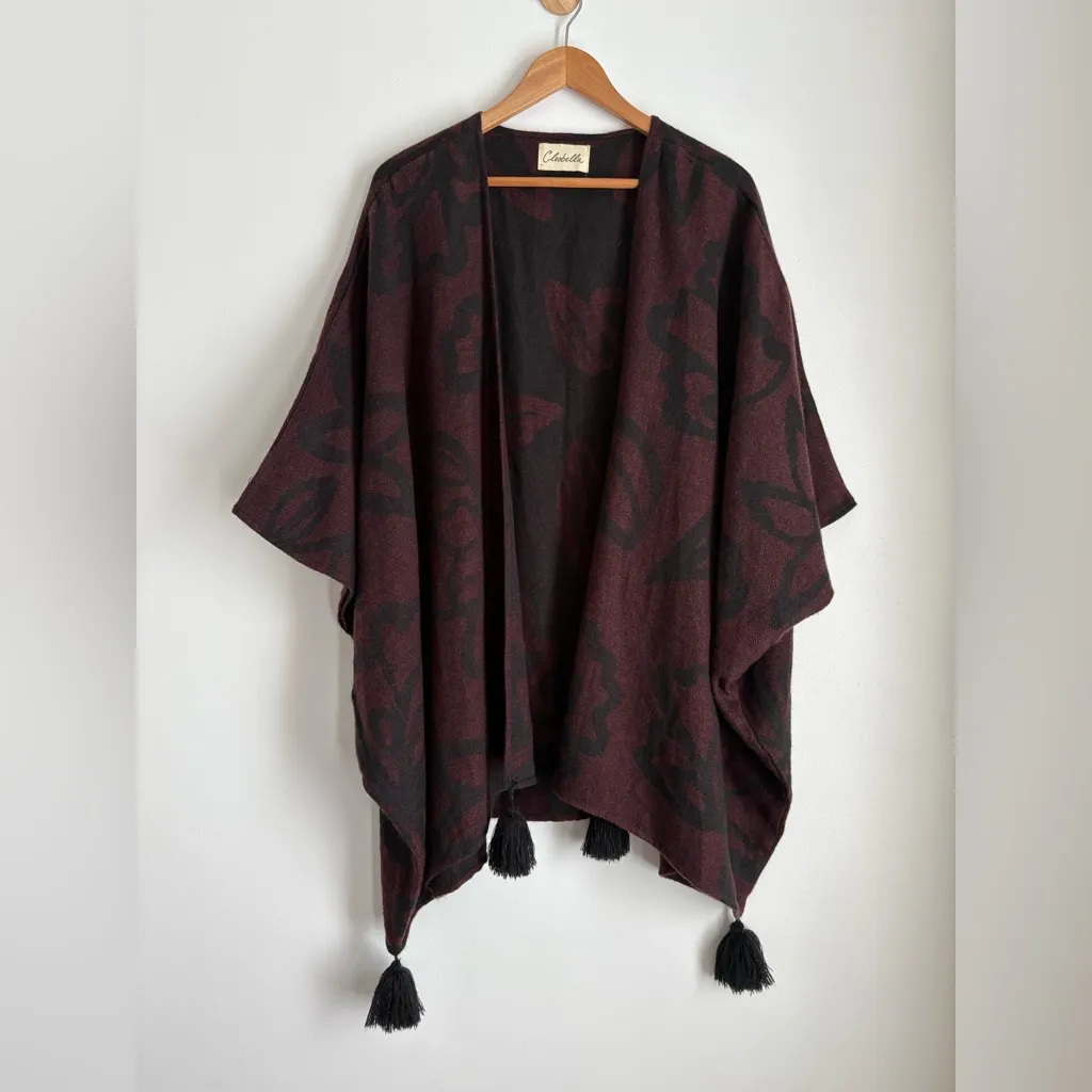 Cleobella x Rachel Zoe Sevigny Bordeaux Capelet Cape Shawl One Size - Image 3