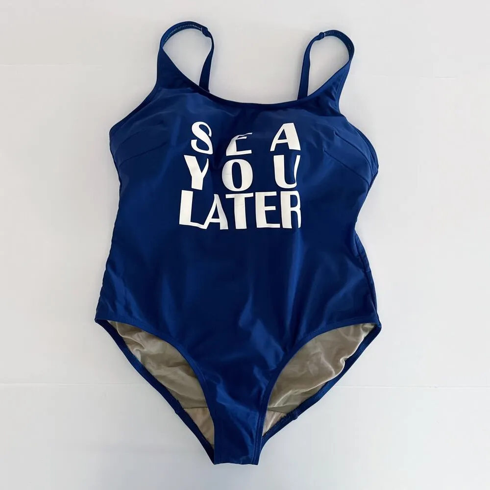 [Lane Bryant] Swim by Cacique Blue Sea You Later One Piece Tank Swimsuit Size 16 - Image 2