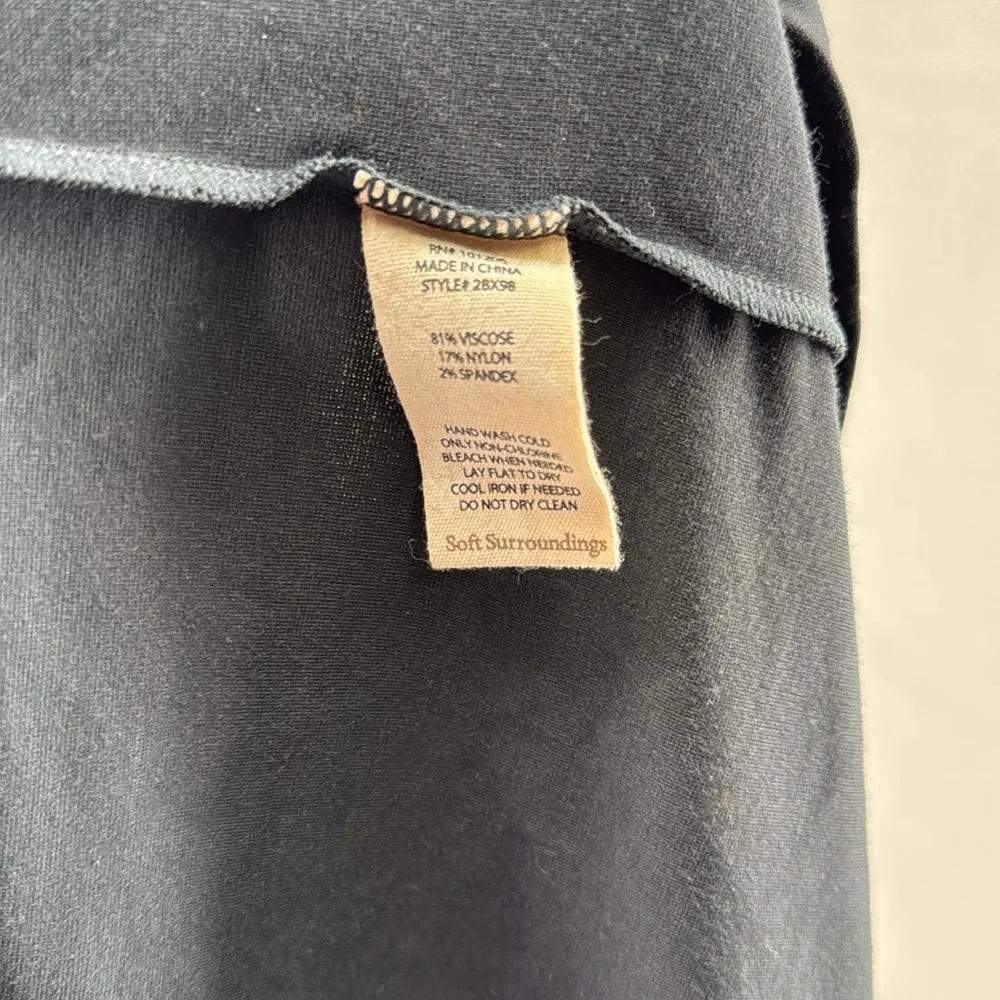 Soft Surroundings Black button front pockets tie waist Maxi Dress XL knit soft - Image 11