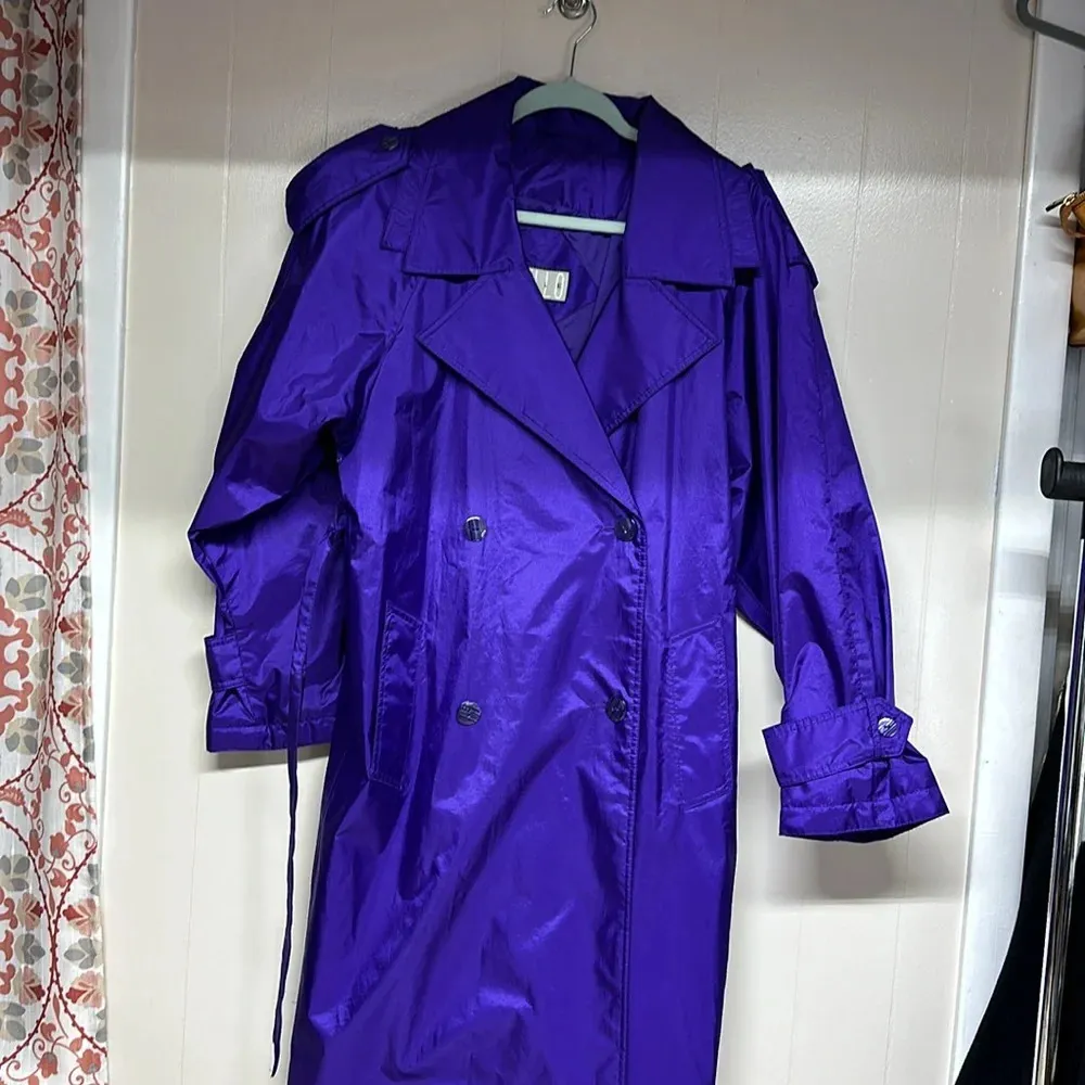 Vintage 80s Otello Pelle Derp Purple Raincoat - Image 2