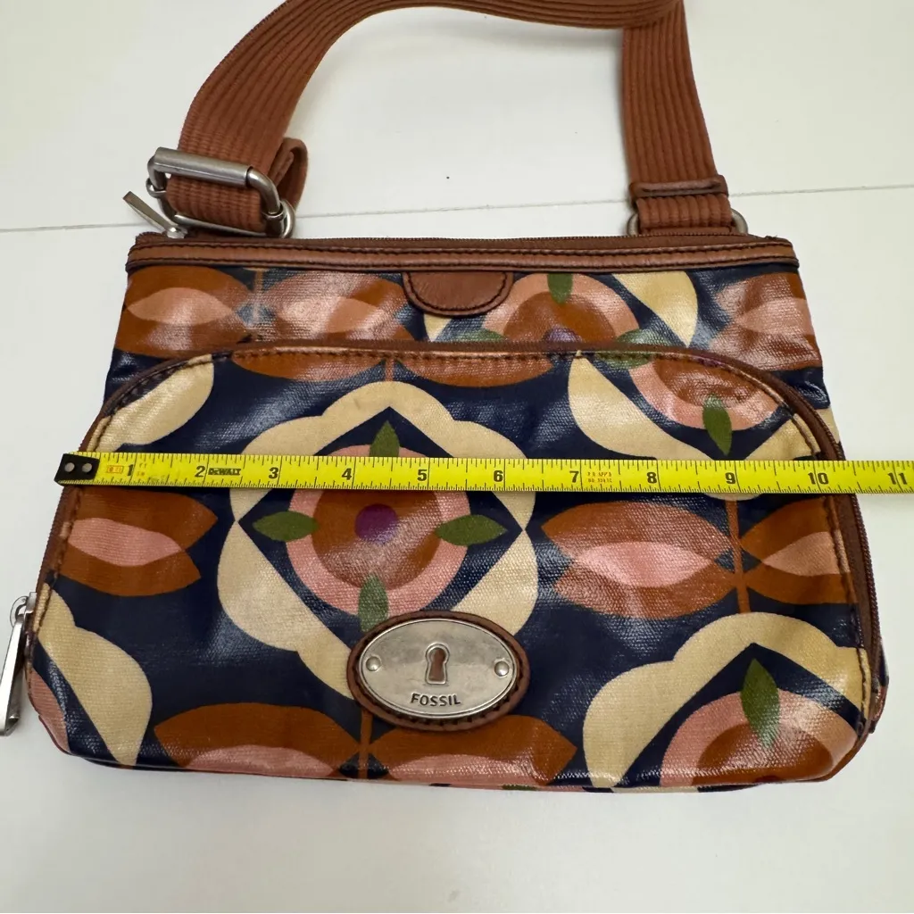 Fossil - Crossbody Purse/Handbag 3 Separate Zippers Gold Polka Dot Interior - Image 5