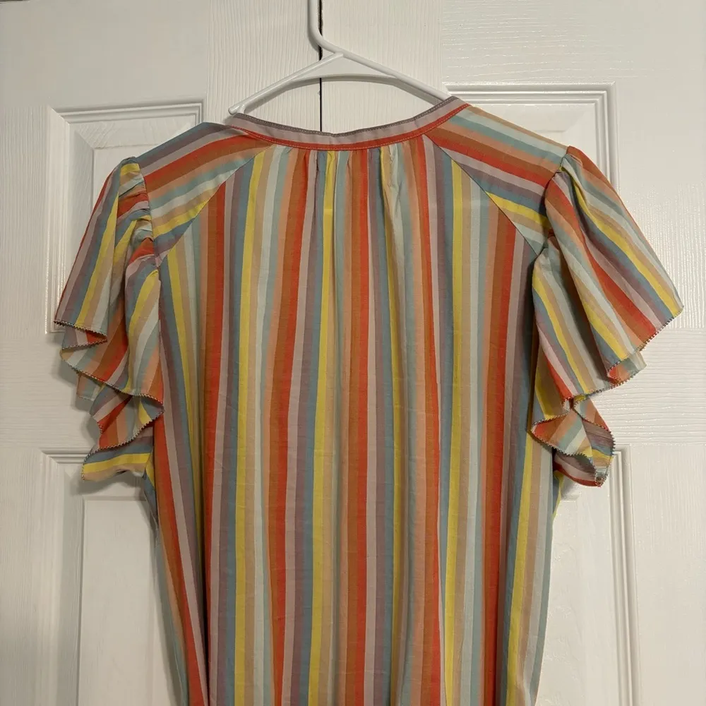 By Trovata Birds Of Paradise Stripe Midi Dress Yellow Size M - Image 4